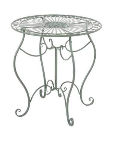 Table de jardin avec plateau rond en metall Vert antique