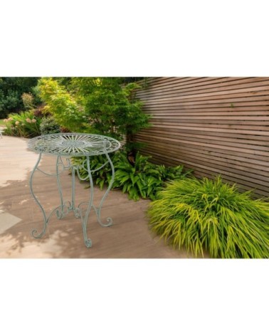 Table de jardin avec plateau rond en metall Vert antique