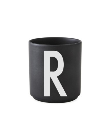 Tasse noire design letters porcelaine noir