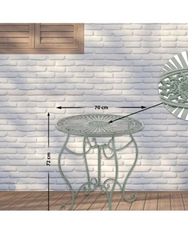 Table de jardin avec plateau rond en metall Vert antique