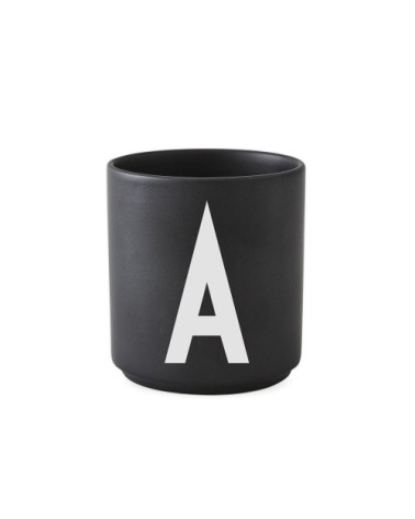 Tasse noire design letters porcelaine noir
