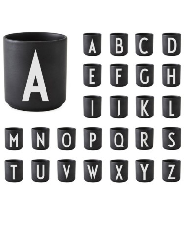Tasse noire design letters porcelaine noir