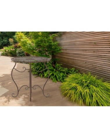 Table de jardin avec plateau rond en metall Marron antique