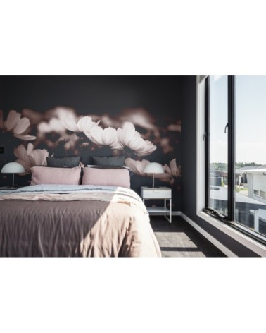 Papier peint panoramique fleurs de cosmos 340 x 250  rose