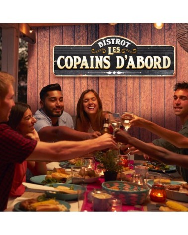 Plaque métallique les copains d'abord 90x30cm