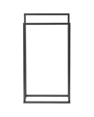 Porte-serviettes sur pied en acier noir 2 barres 45 x 85 cm