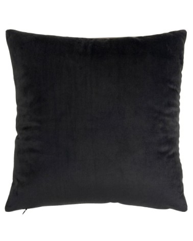 Housse de coussin noire, imprimé végétal vert, rouge et doré mat, 40x40