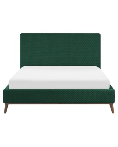 Lit double en velours vert 160x200