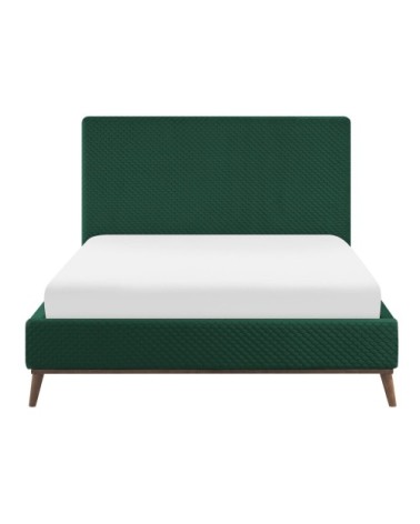 Lit double en velours vert 140x200