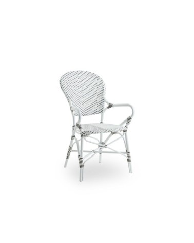 Fauteuil de repas empilable en alu et fibre synthétique blanc