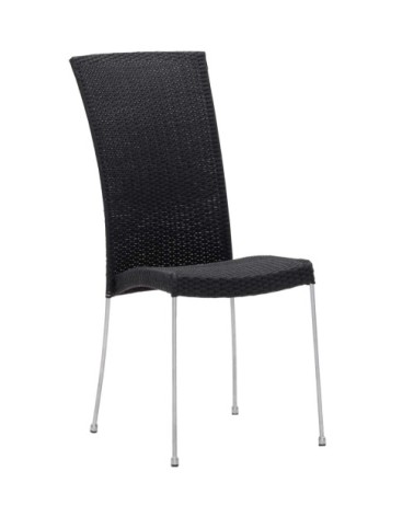 Chaise repas empilable en acier et fibre synthétique noire