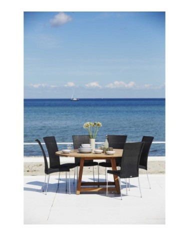 Chaise repas empilable en acier et fibre synthétique noire