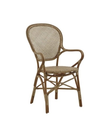 Fauteuil repas empilable en rotin antique
