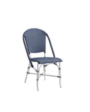 Chaise repas empilable en alu et fibre synthétique bleu