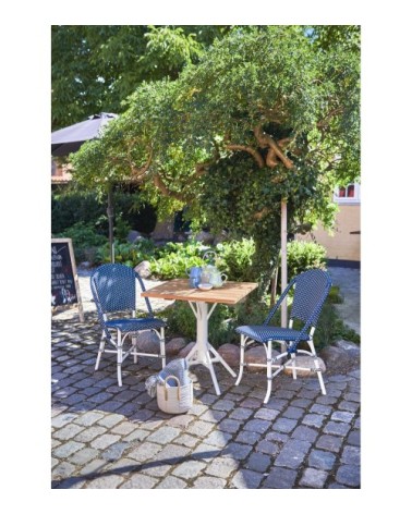 Chaise repas empilable en alu et fibre synthétique bleu