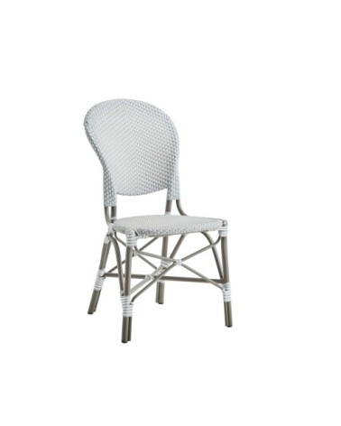 Chaise repas en aluminium et fibre synthétique grise