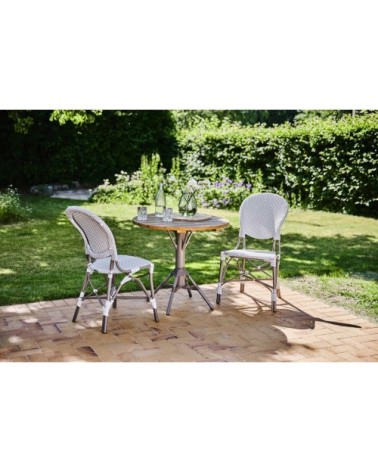 Chaise repas en aluminium et fibre synthétique grise