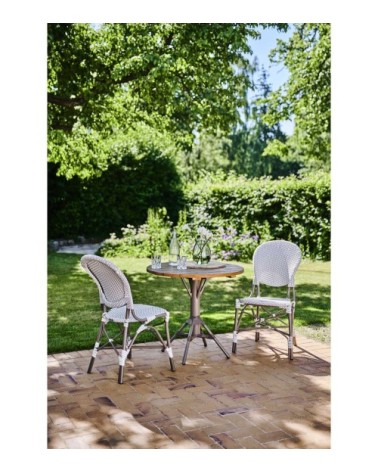 Chaise repas en aluminium et fibre synthétique grise