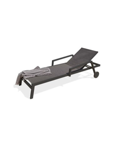 Bain de soleil en aluminium et toile plastifiée anthracite