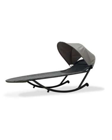 Bain de soleil en acier et toile plastifiée avec brise-soleil