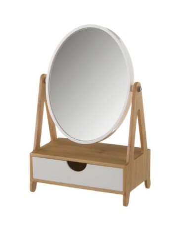 Miroir et compartiment à bijoux en bambou H27,5cm
