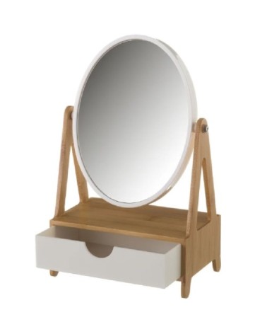 Miroir et compartiment à bijoux en bambou H27,5cm
