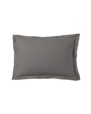 Lot de 2 taies d'oreiller satin de coton 50x70cm gris