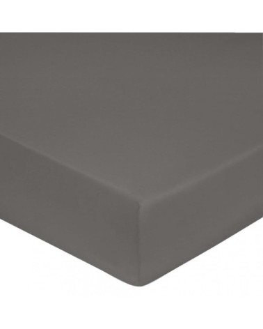 Drap housse satin de coton 140x190 cm gris