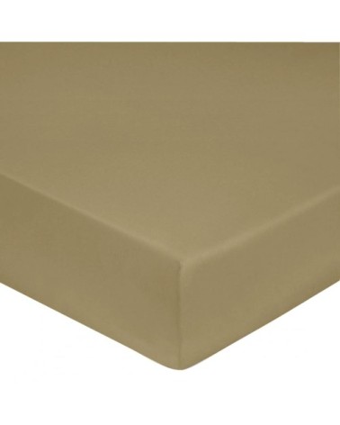 Drap housse satin de coton 180x200 cm beige