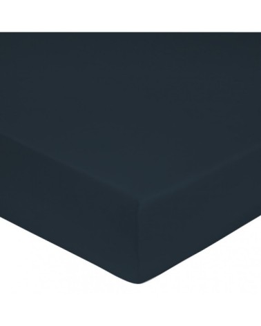 Drap housse satin de coton 160x200 cm bleu