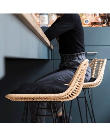 Lot de 2 chaises de bar design en rotin 75cm