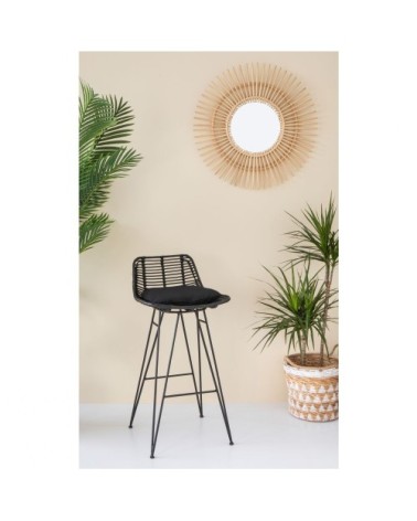 Lot de 2 chaises de bar design en rotin 75cm noir