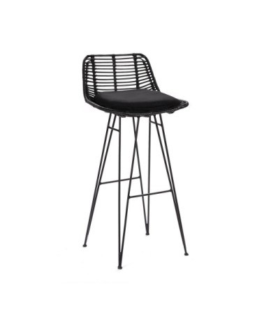 Lot de 2 chaises de bar design en rotin 75cm noir