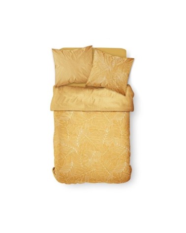 Parure de lit 2 personnes imprimé floral en Coton Jaune 220x240 cm