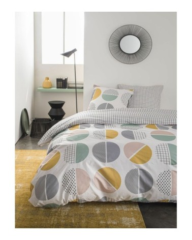 Parure housse de couette coton gris 240x260 cm