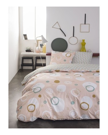 Parure housse de couette coton rose 240x260 cm