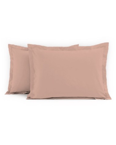 Lot de 2 taies rectangulaires 100% coton - Rose - 50x70 cm