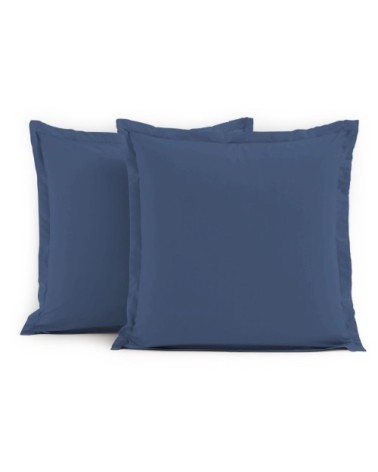 Lot de 2 taies carrées 100% coton - Bleu - 63x63 cm