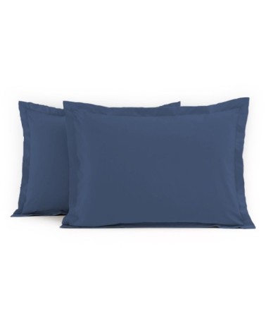 Lot de 2 taies rectangulaires 100% coton - Bleu - 50x70 cm