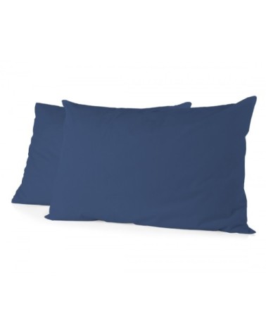 Lot de 2 taies rectangulaires 100% coton - Bleu - 50x70 cm