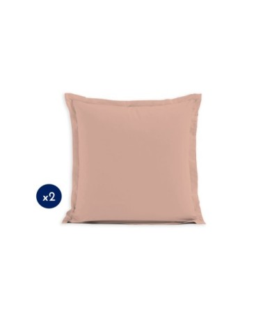 Lot de 2 taies carrées 100% coton - Rose - 63x63 cm