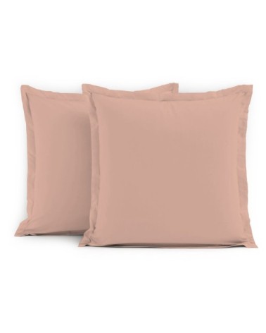 Lot de 2 taies carrées 100% coton - Rose - 63x63 cm