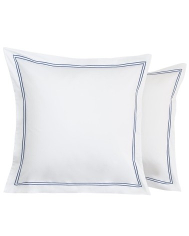 Taies d'oreiller luxe lot de 2 en Satin de coton Bleu 65x65 cm