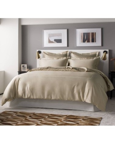 Taies d'oreiller luxe lot de 2 en Satin de coton Beige 65x65 cm