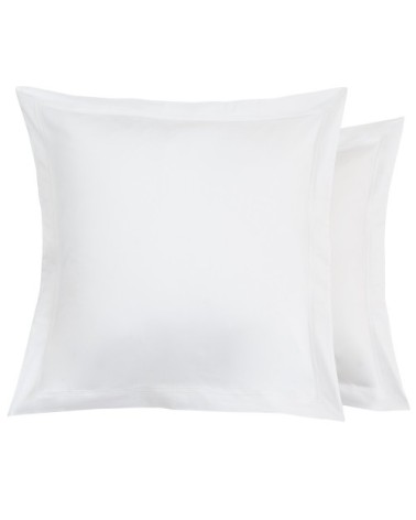 Taies d'oreiller luxe lot de 2 en Satin de coton Blanc 50x70 cm
