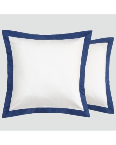 Taies d'oreiller luxe lot de 2 en Satin de coton Bleu 50x70 cm