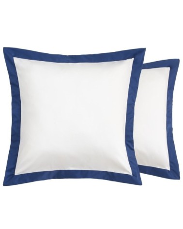 Taies d'oreiller luxe lot de 2 en Satin de coton Bleu 50x70 cm