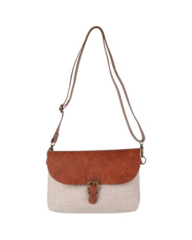 Sac bandoulière beige et camel