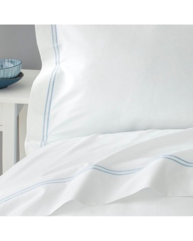 Taies d'oreiller luxe lot de 2 en Satin de coton Bleu ciel 50x70 cm