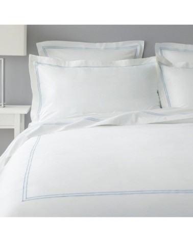Taies d'oreiller luxe lot de 2 en Satin de coton Bleu ciel 50x70 cm